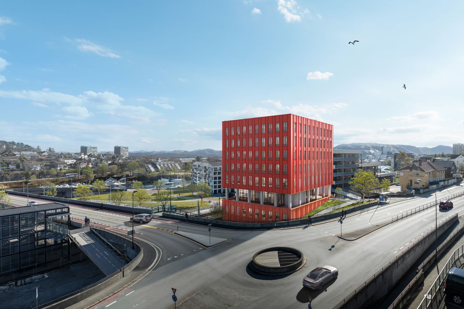 Bygget ser ut som en boks.