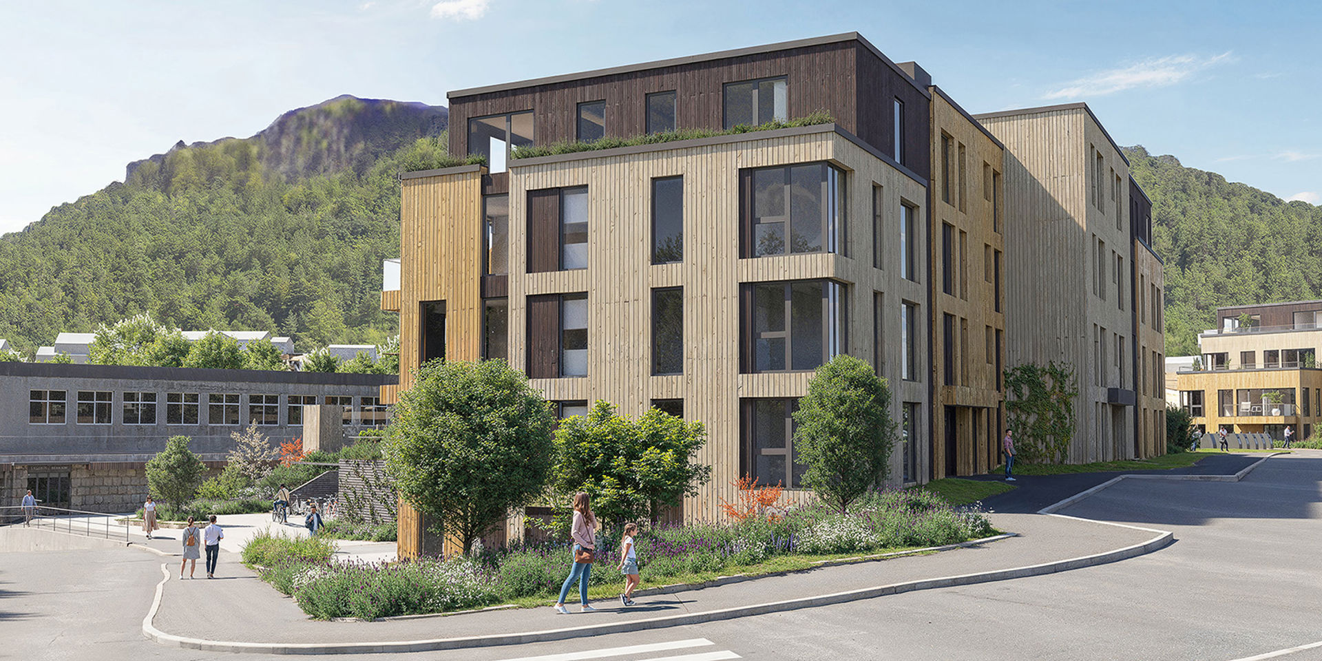 Illustrasjon av de nye miljøvennlige boligene