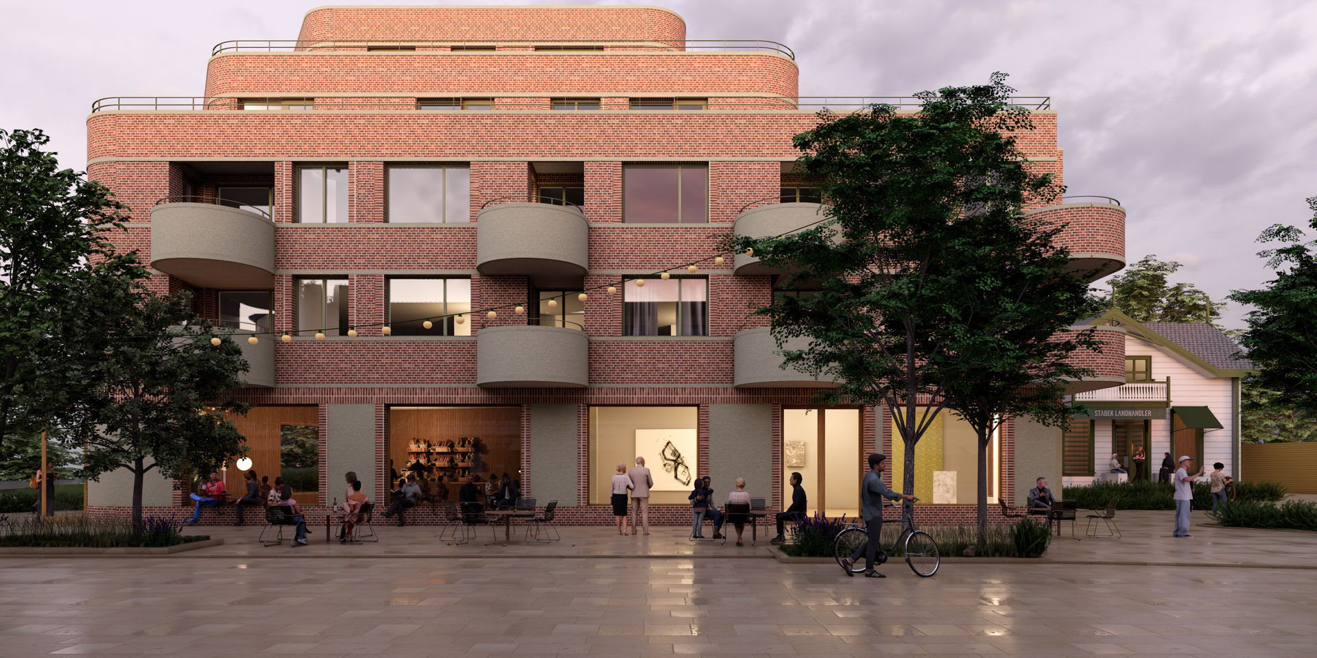 Stabekk boligprosjekt sett fra torget