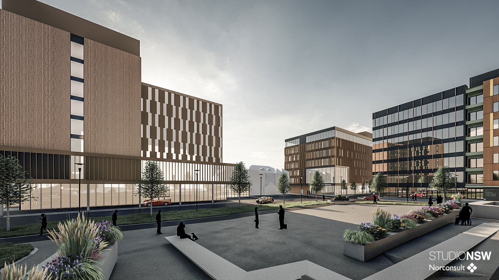 Prosjektet omkranser et hyggelig torg. Rett ved stasjonen. 