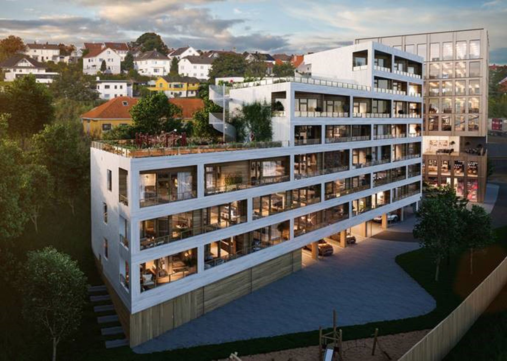 Illustrasjon av nye boligblokker