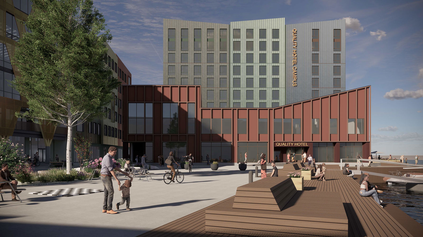 Illustrasjon av det nye hotellbygget.