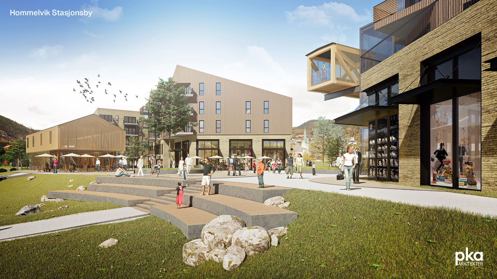 Stasjonsbyen sett fra torget