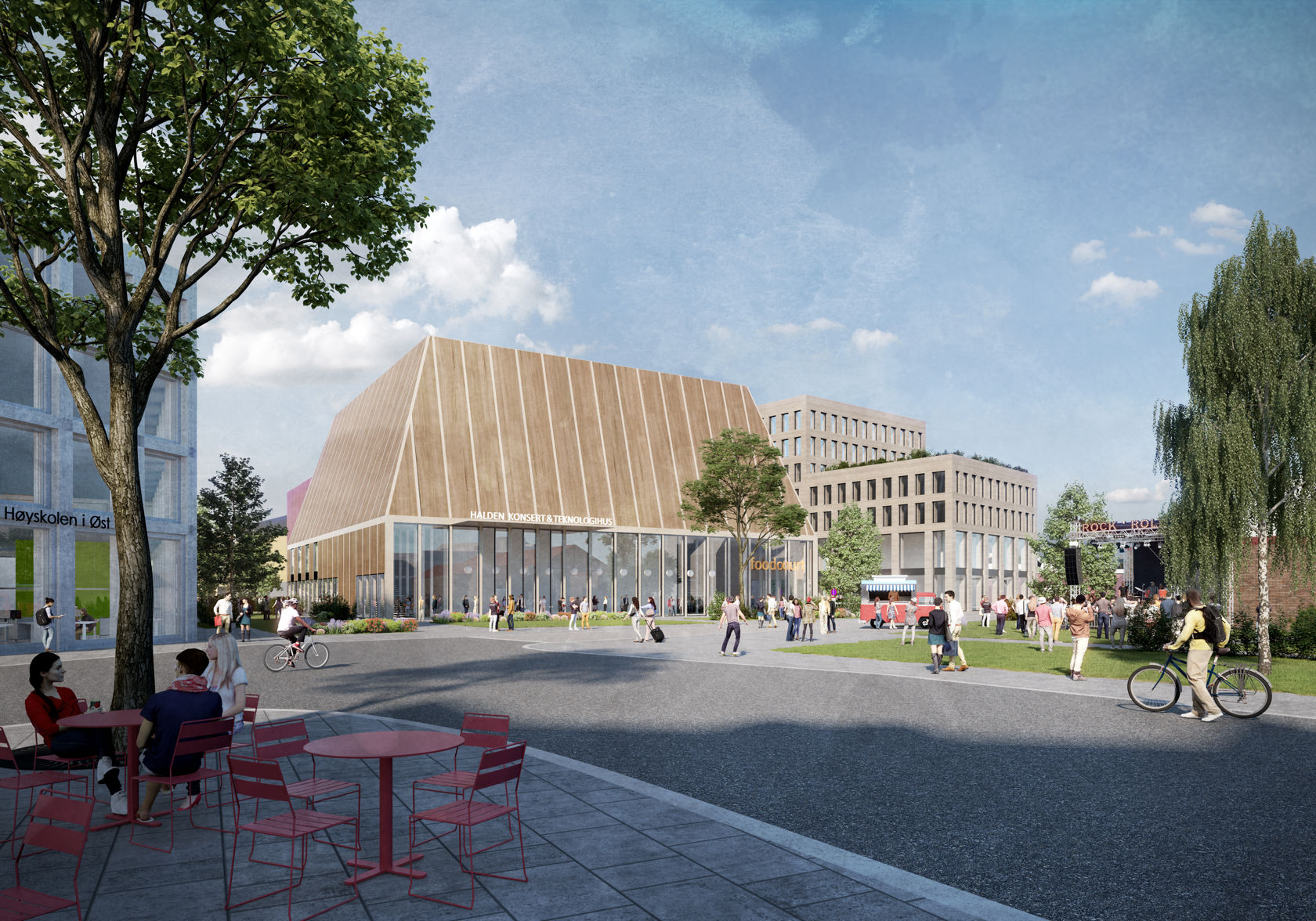 Illustrasjon av kulturhuset fra gateplan