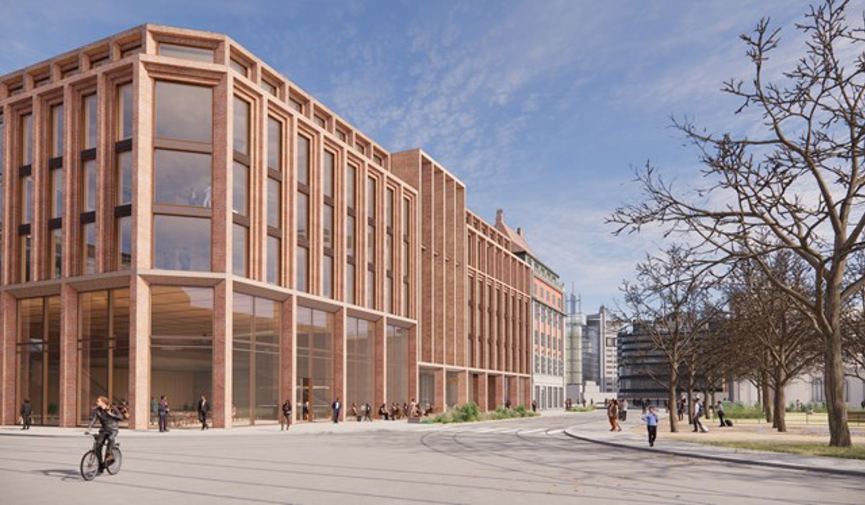 Arkitekttegning av hjørnebygg