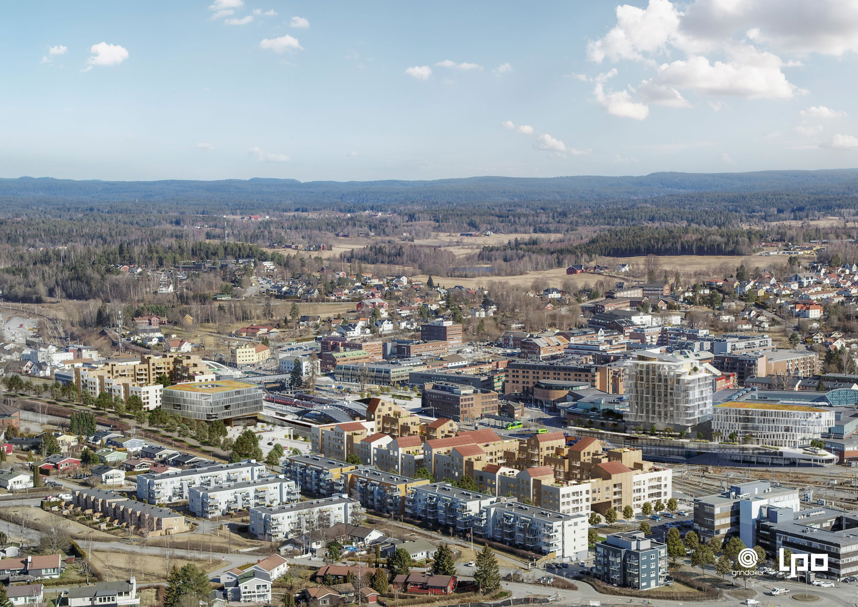 dronebilde av en by fra luften